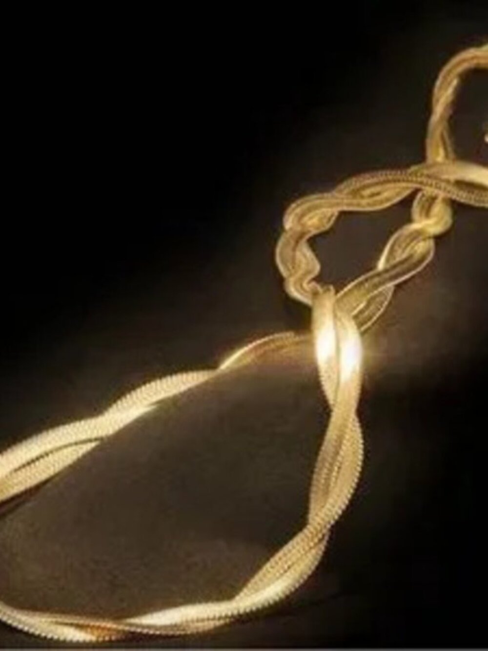 Gold Stainless Steel Braided Collarbone Necklace - Picture 2 of 3